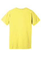 Rear View of Ht Yellow BELLA+CANVAS Unisex Heather CVC Short Sleeve Tee. BC3001CVC