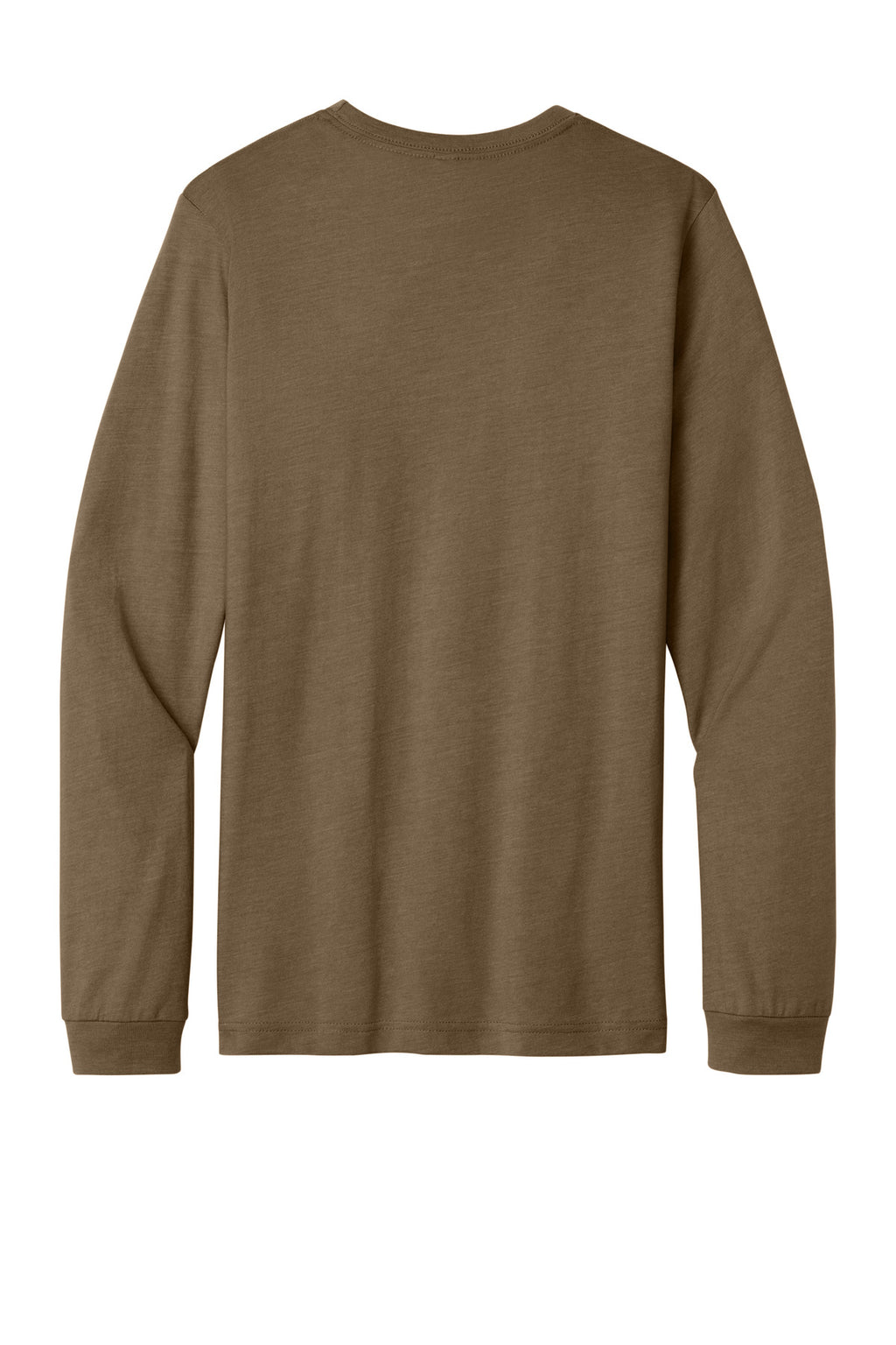 Rear View of HthrBrown BELLA+CANVAS Unisex Heather CVC Long Sleeve Tee BC3501CVC