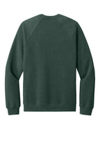 Rear View of HthrForest BELLA+CANVAS Unisex Sponge Fleece Raglan Sweatshirt. BC3901