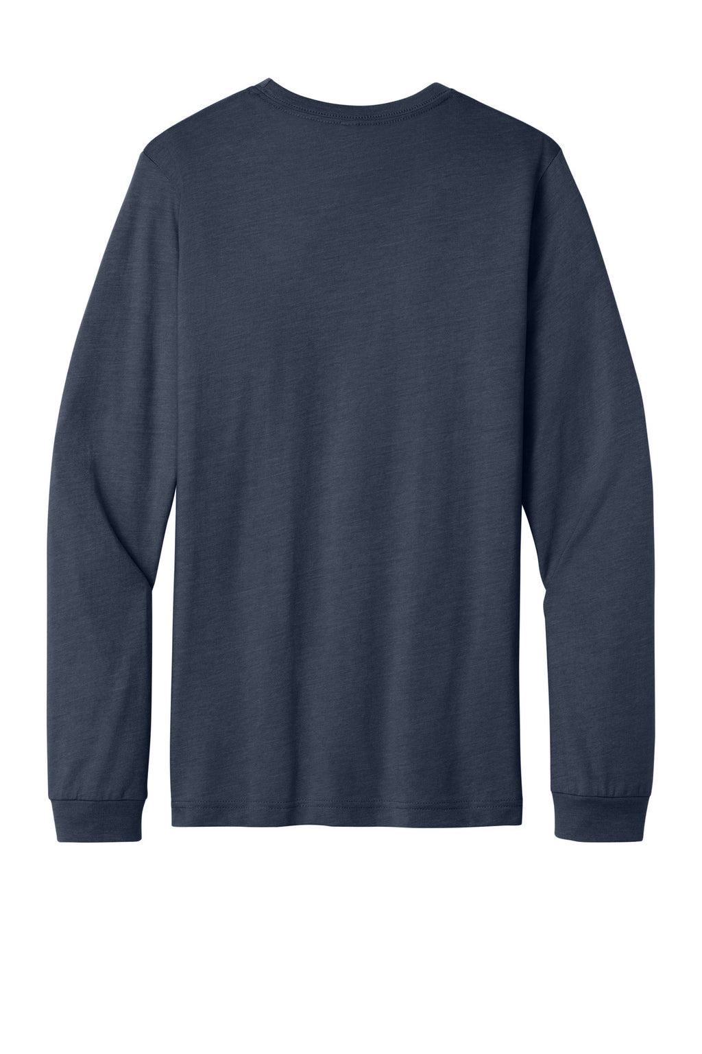 Rear View of HthrNavy BELLA+CANVAS Unisex Heather CVC Long Sleeve Tee BC3501CVC