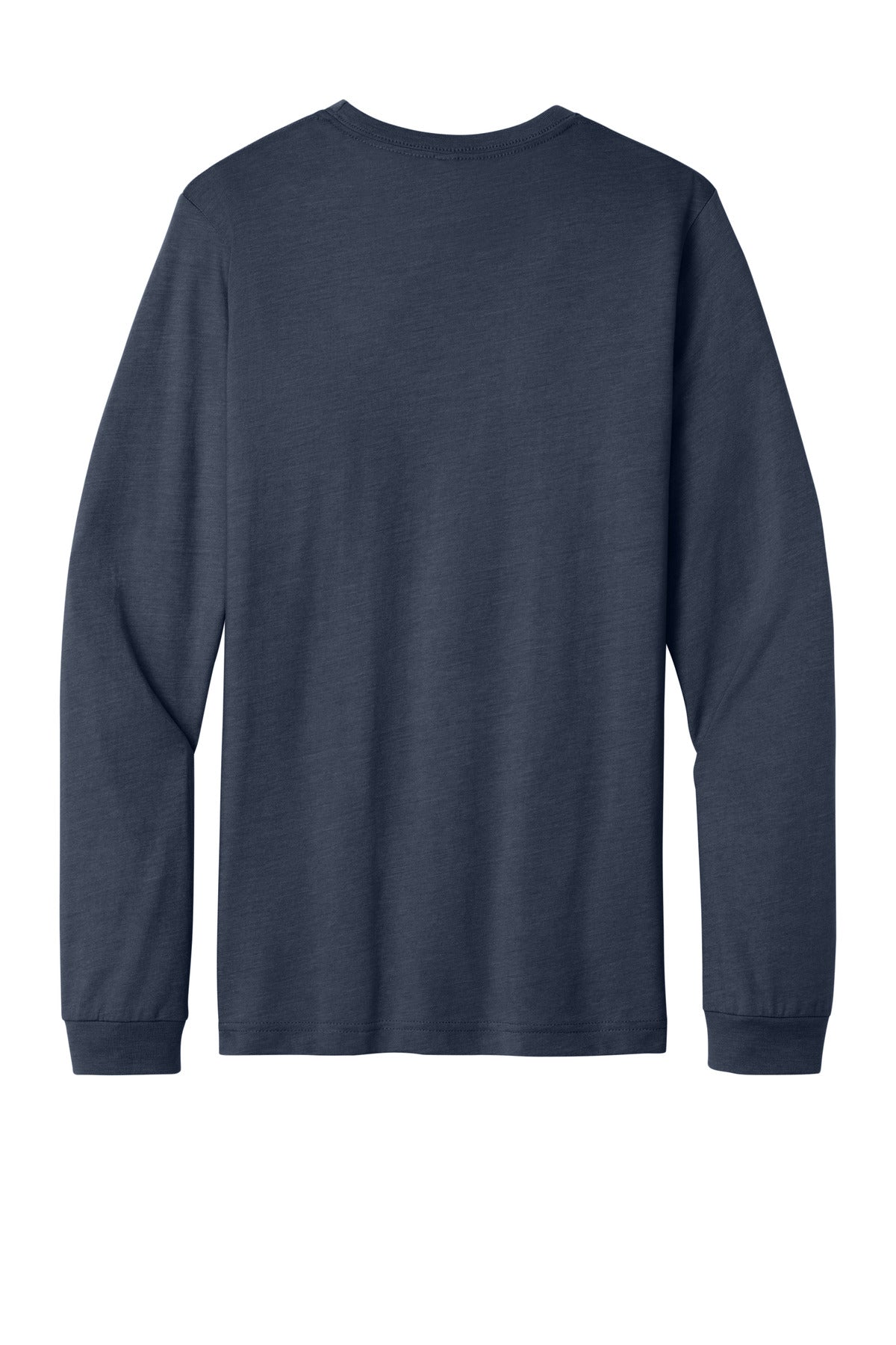 Rear View of HthrNavy BELLA+CANVAS Unisex Heather CVC Long Sleeve Tee BC3501CVC