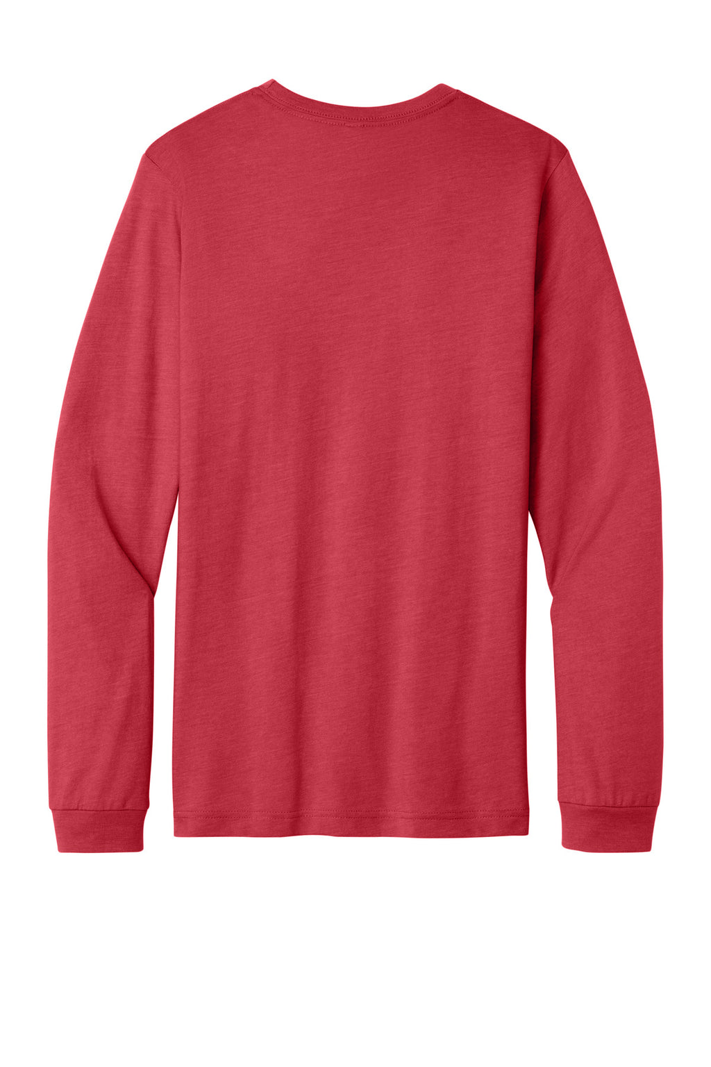 Rear View of HthrRed BELLA+CANVAS Unisex Heather CVC Long Sleeve Tee BC3501CVC