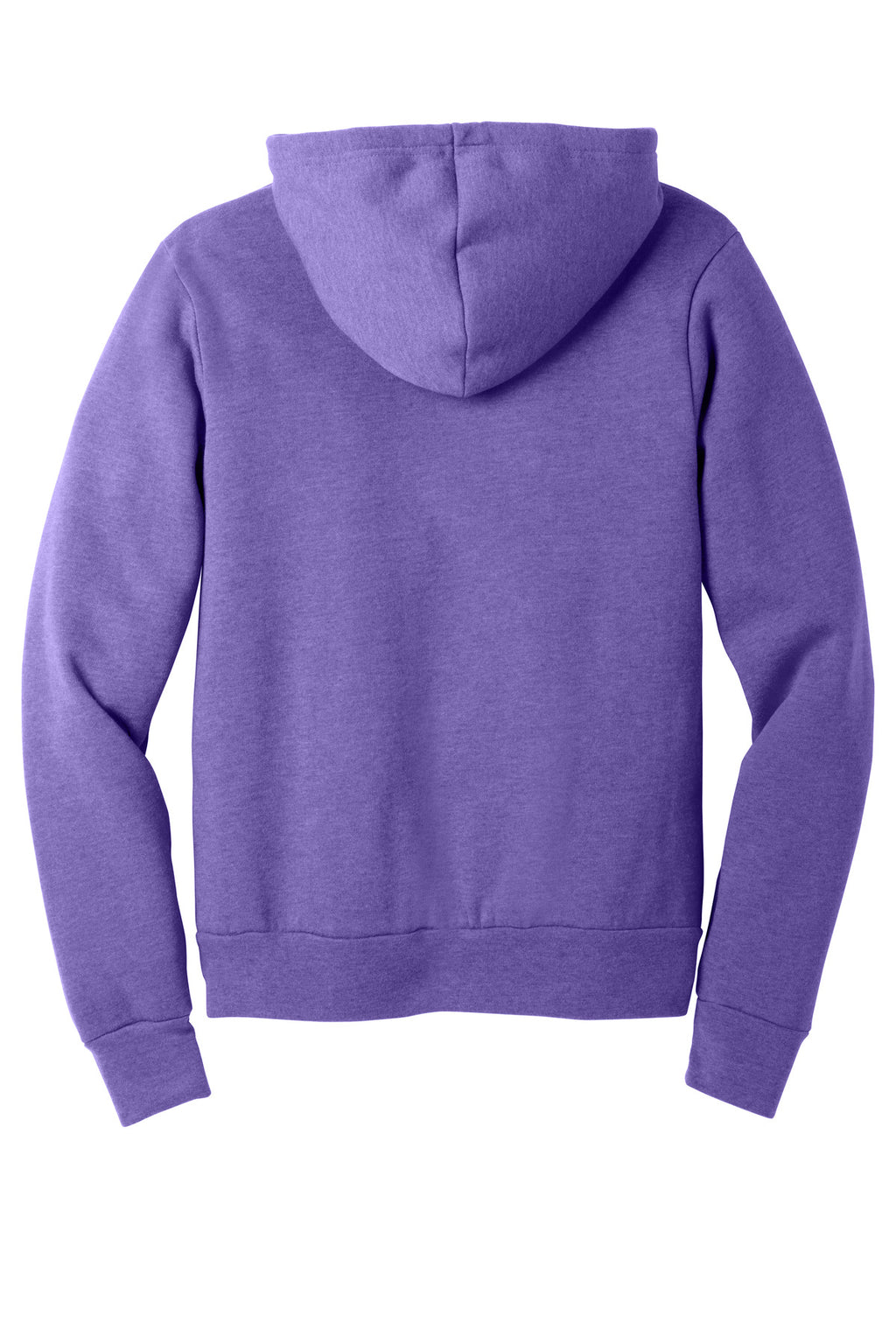 Rear View of HthrTmPrpl BELLA+CANVAS Unisex Sponge Fleece Pullover Hoodie. BC3719