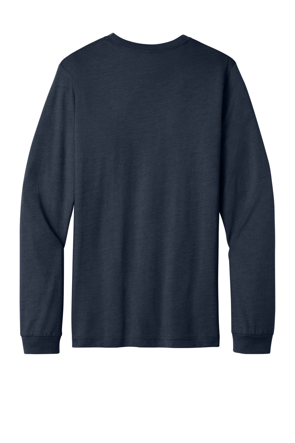 Rear View of HtMdntNavy BELLA+CANVAS Unisex Heather CVC Long Sleeve Tee BC3501CVC