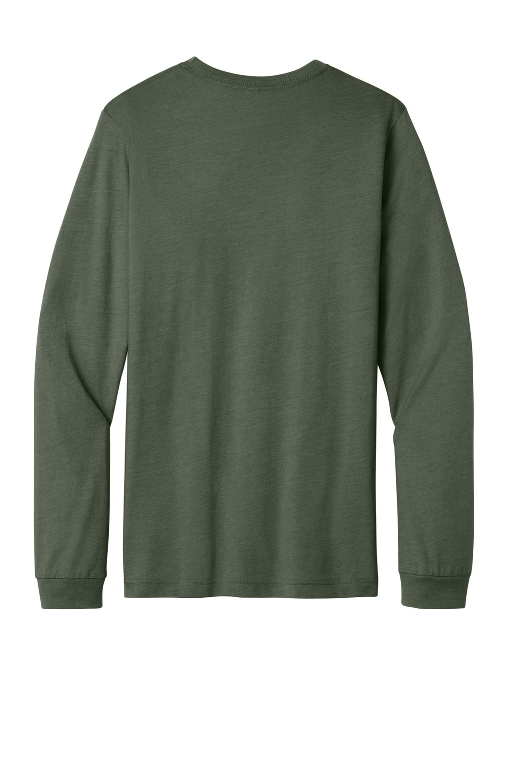 Rear View of HtMltGrn BELLA+CANVAS Unisex Heather CVC Long Sleeve Tee BC3501CVC