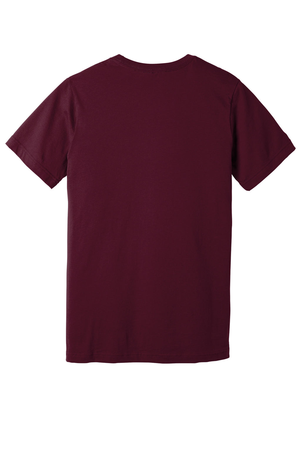 Rear View of Maroon BELLA+CANVAS Unisex Jersey Short Sleeve V-Neck Tee. BC3005