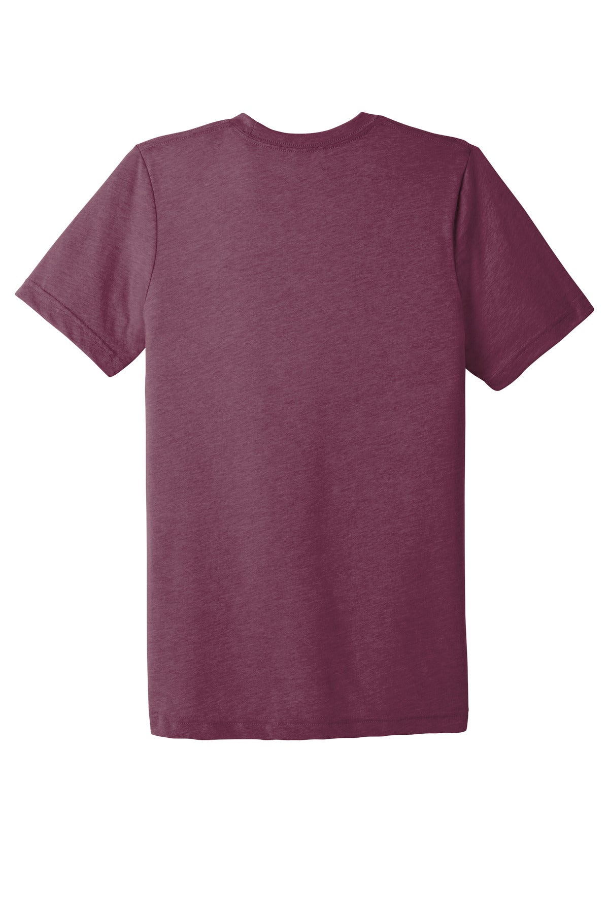 Rear View of Maroon TB BELLA+CANVAS Unisex Triblend Short Sleeve Tee. BC3413