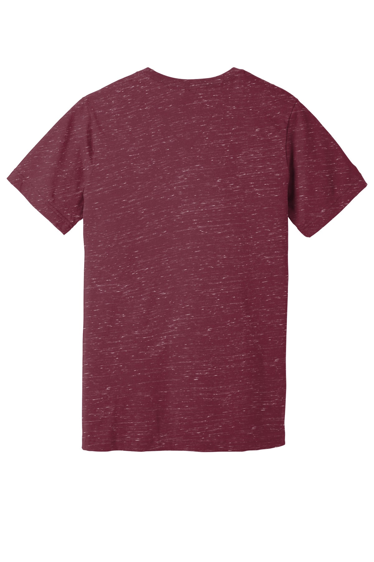 Rear View of MaroonMrbl BELLA+CANVAS Unisex Textured Jersey V-Neck Tee BC3655