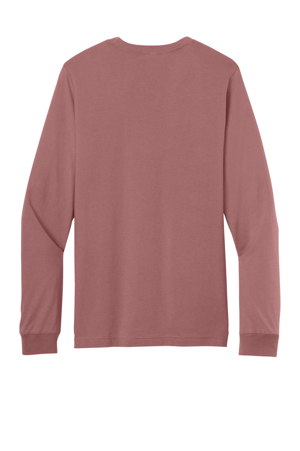 Rear View of Mauve BELLA+CANVAS Unisex Jersey Long Sleeve Tee. BC3501