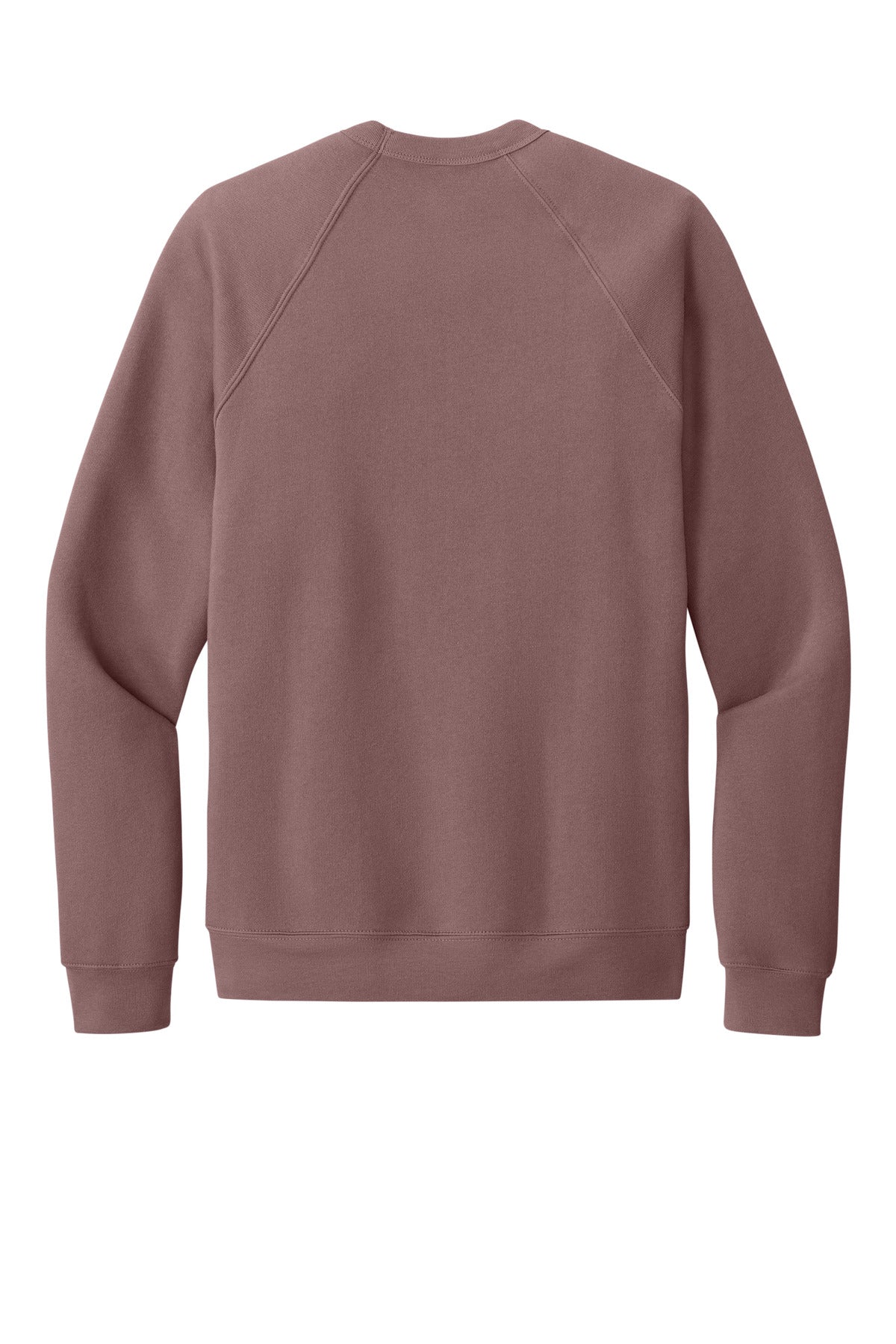 Rear View of Mauve BELLA+CANVAS Unisex Sponge Fleece Raglan Sweatshirt. BC3901