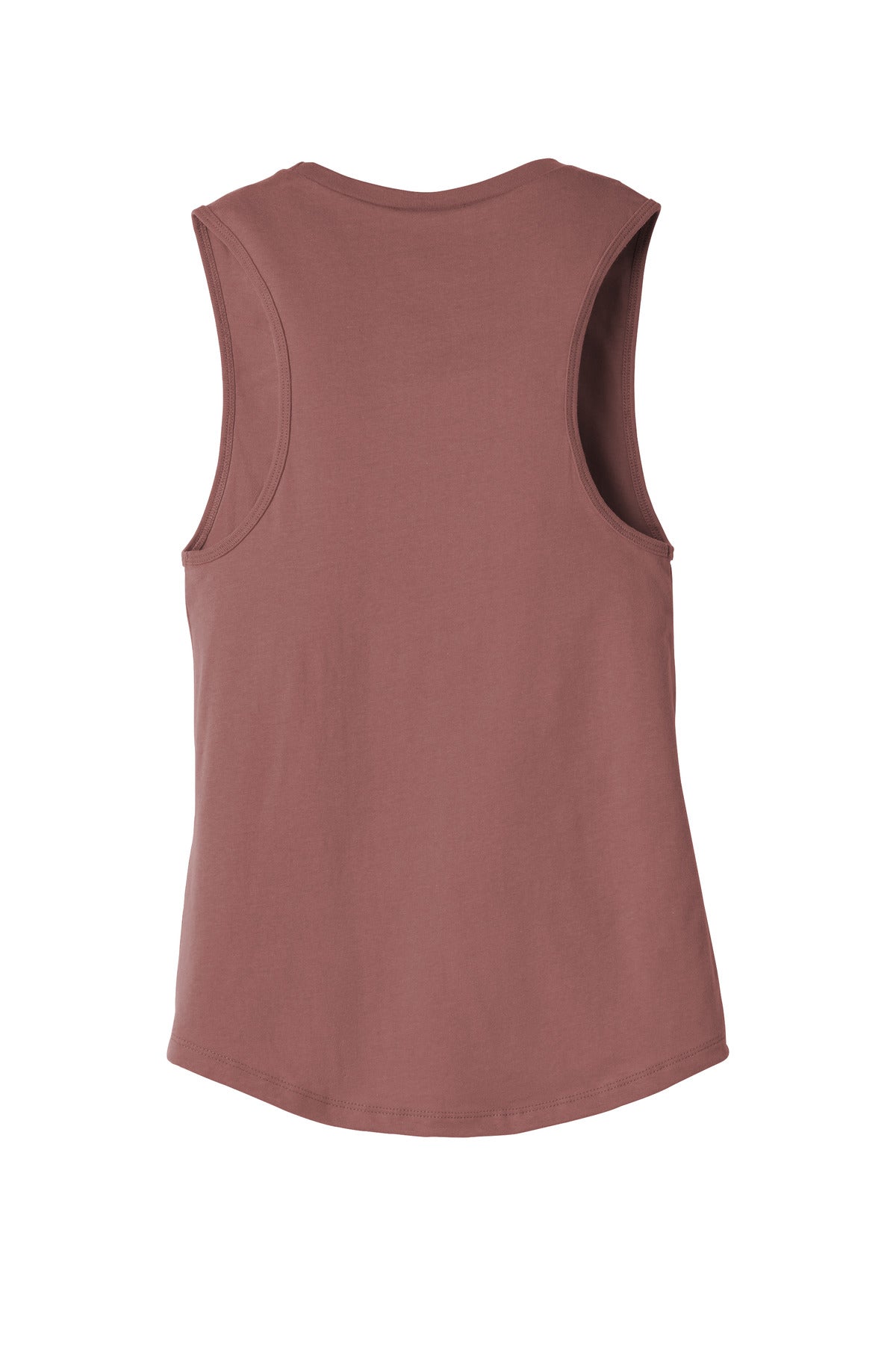 Rear View of Mauve BELLA+CANVAS Women's Jersey Muscle Tank. BC6003