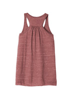 Rear View of Mauve Marble BELLA+CANVAS Women's Flowy Racerback Tank. BC8800