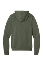 Rear View of MilGreen BELLA+CANVAS Unisex Sponge Fleece Pullover Hoodie. BC3719
