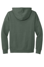 Rear View of Military Green BELLA+CANVAS Unisex Sponge Fleece Pullover DTM Hoodie. BC3729
