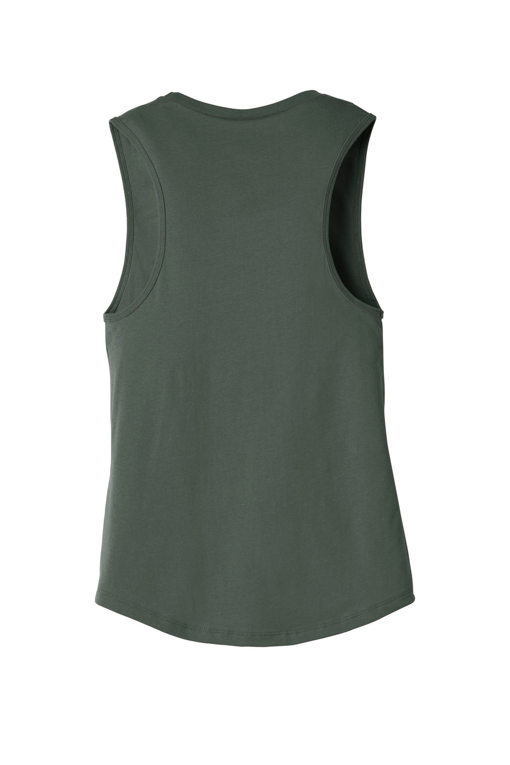 Rear View of Military Green BELLA+CANVAS Women's Jersey Muscle Tank. BC6003