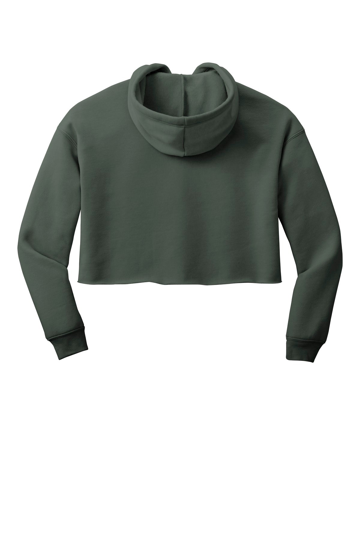 Rear View of Military Grn BELLA+CANVAS Women's Sponge Fleece Cropped Fleece Hoodie. BC7502