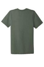 Rear View of Militry Grn TB BELLA+CANVAS Unisex Triblend Short Sleeve Tee. BC3413