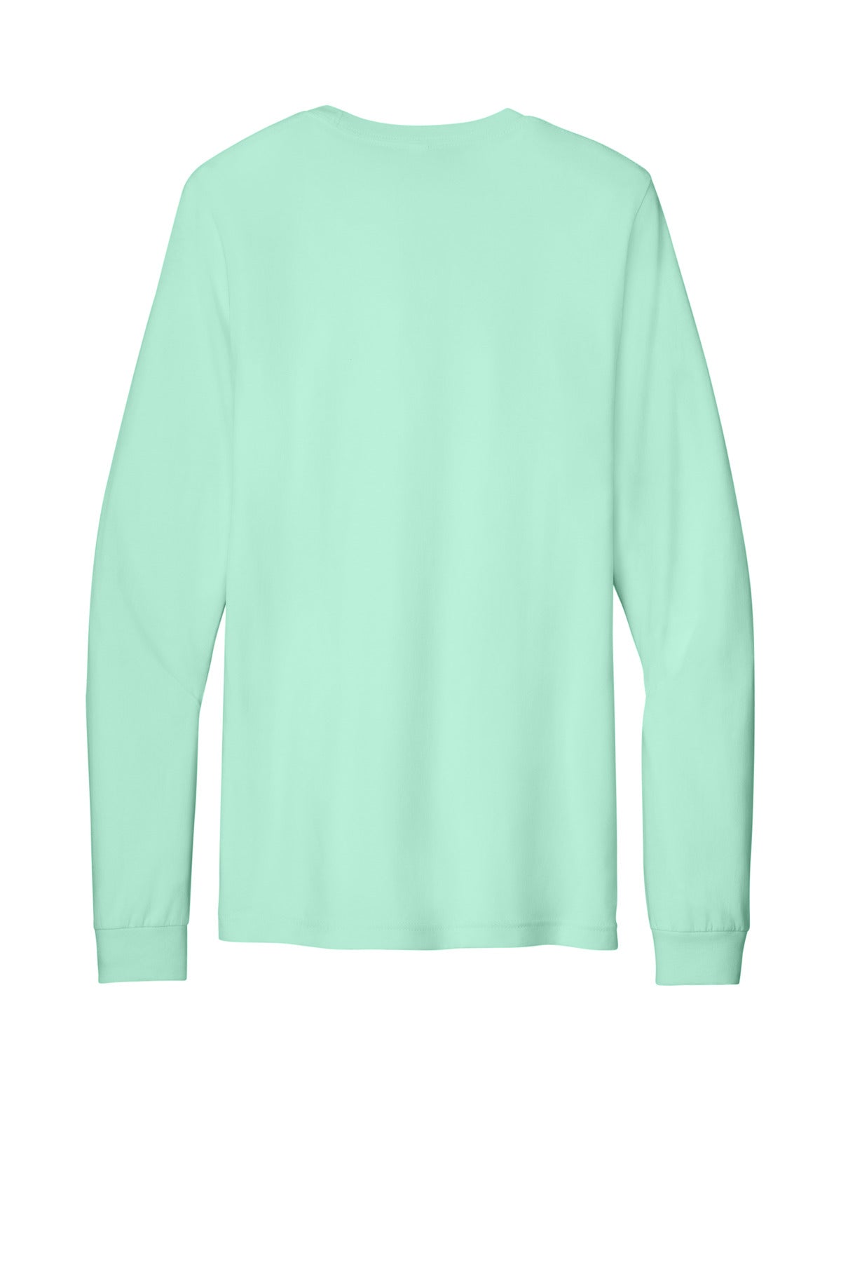 Rear View of Mint BELLA+CANVAS Unisex Jersey Long Sleeve Tee. BC3501
