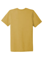 Rear View of Mustard Tb BELLA+CANVAS Unisex Triblend Short Sleeve Tee. BC3413