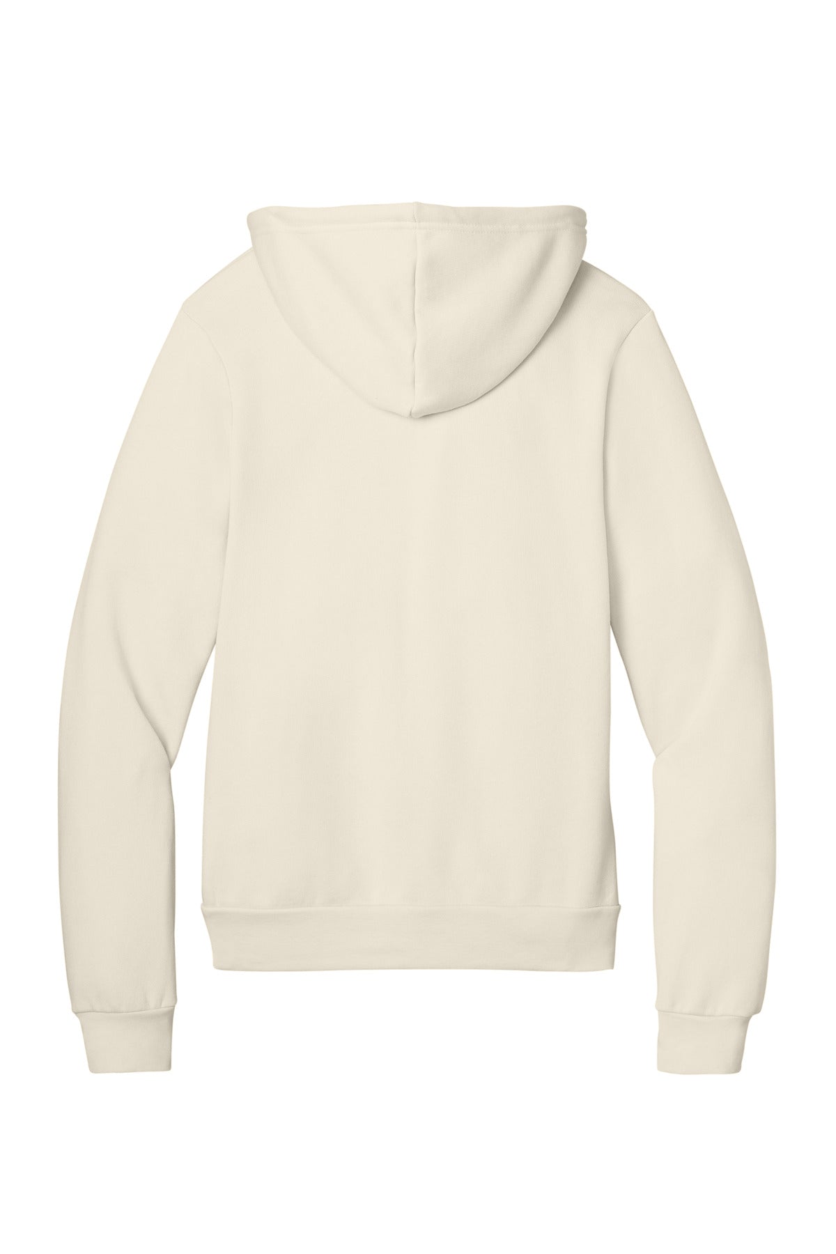 Rear View of Natural BELLA+CANVAS Unisex Sponge Fleece Pullover Hoodie. BC3719