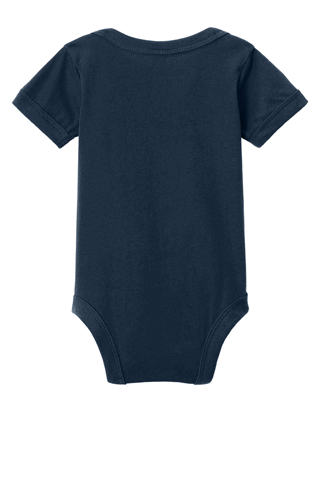 Rear View of Navy BELLA+CANVAS Infant Jersey Short Sleeve One Piece BC100B