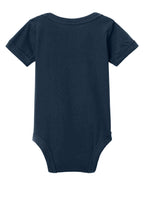 Rear View of Navy BELLA+CANVAS Infant Jersey Short Sleeve One Piece BC100B