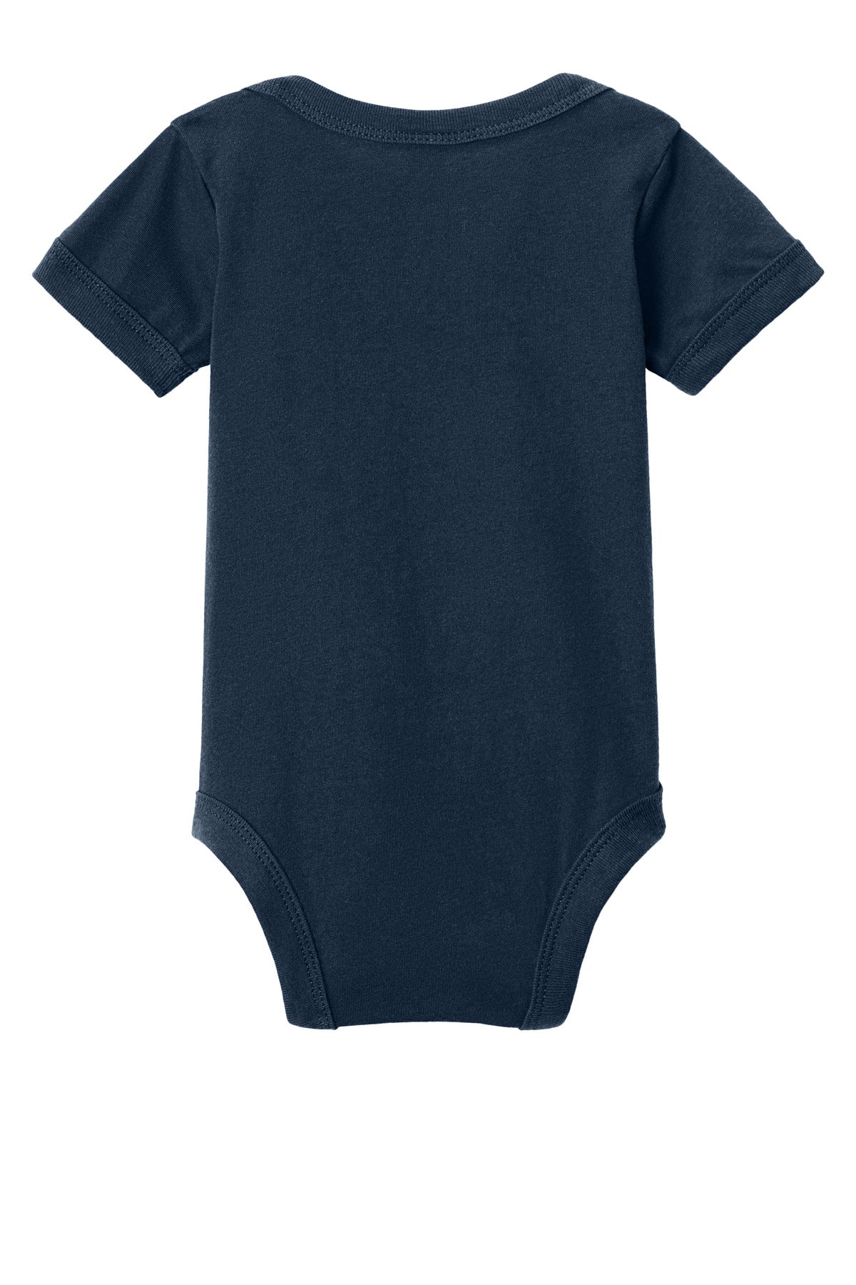 Rear View of Navy BELLA+CANVAS Infant Jersey Short Sleeve One Piece BC100B