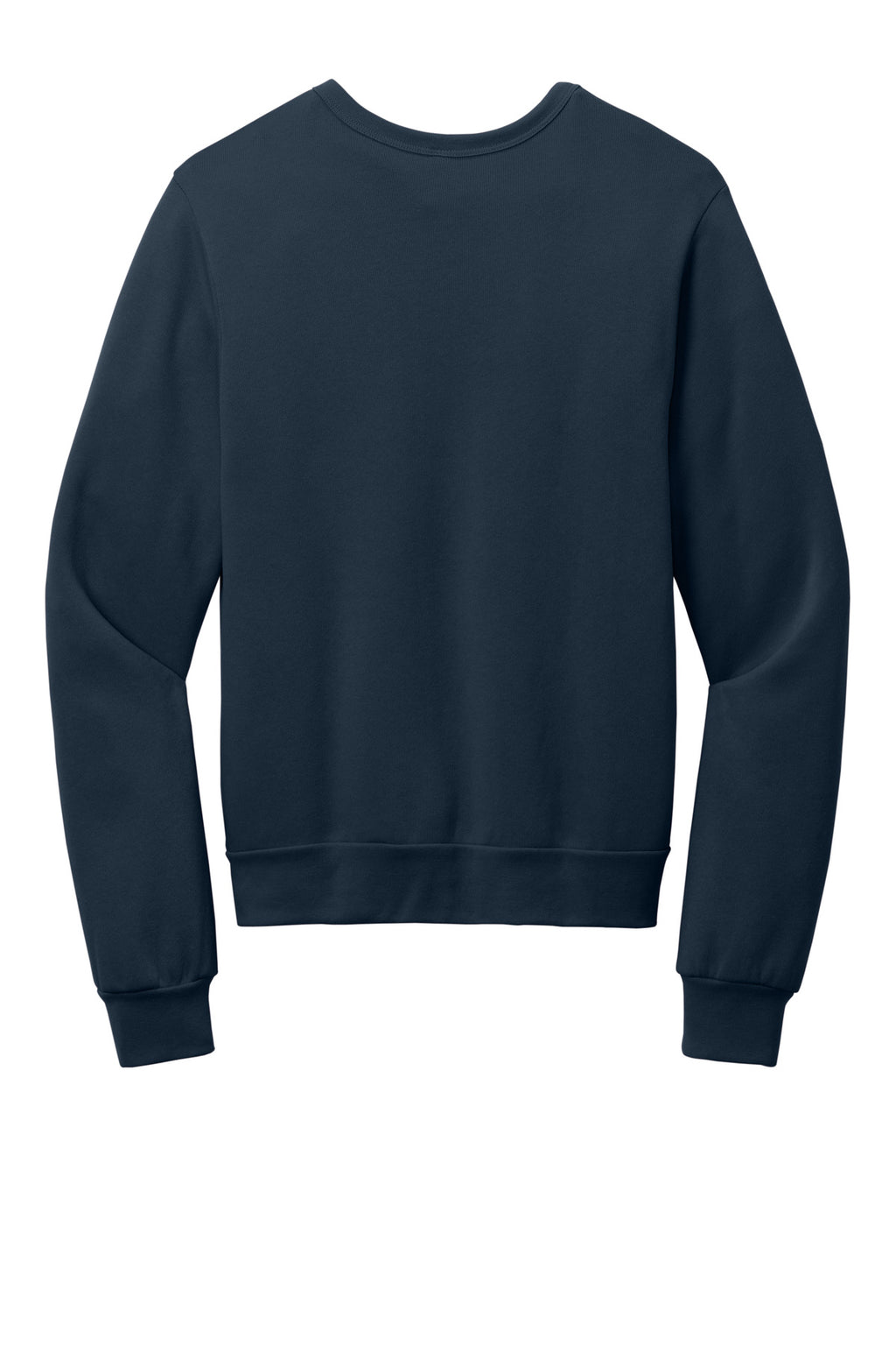 Rear View of Navy BELLA+CANVAS Unisex Sponge Fleece Classic Crewneck Sweatshirt BC3911
