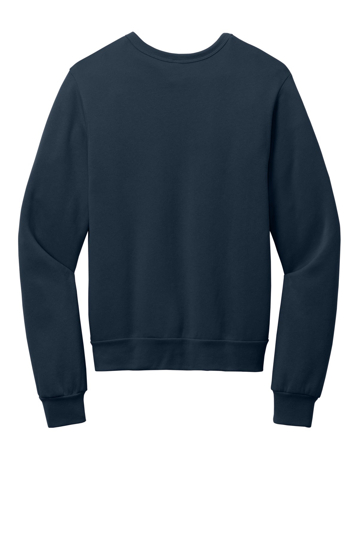Rear View of Navy BELLA+CANVAS Unisex Sponge Fleece Classic Crewneck Sweatshirt BC3911