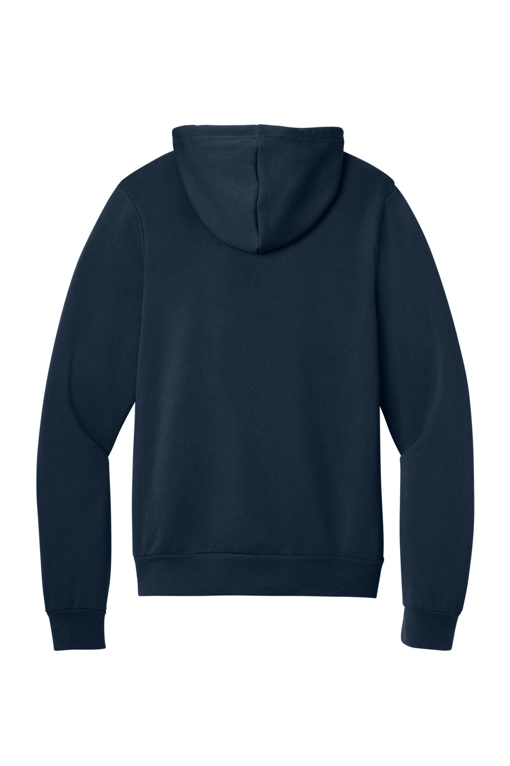 Rear View of Navy BELLA+CANVAS Unisex Sponge Fleece Pullover Hoodie. BC3719