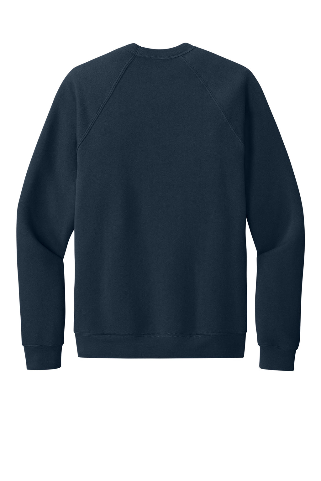 Rear View of Navy BELLA+CANVAS Unisex Sponge Fleece Raglan Sweatshirt. BC3901