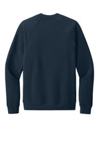 Rear View of Navy BELLA+CANVAS Unisex Sponge Fleece Raglan Sweatshirt. BC3901