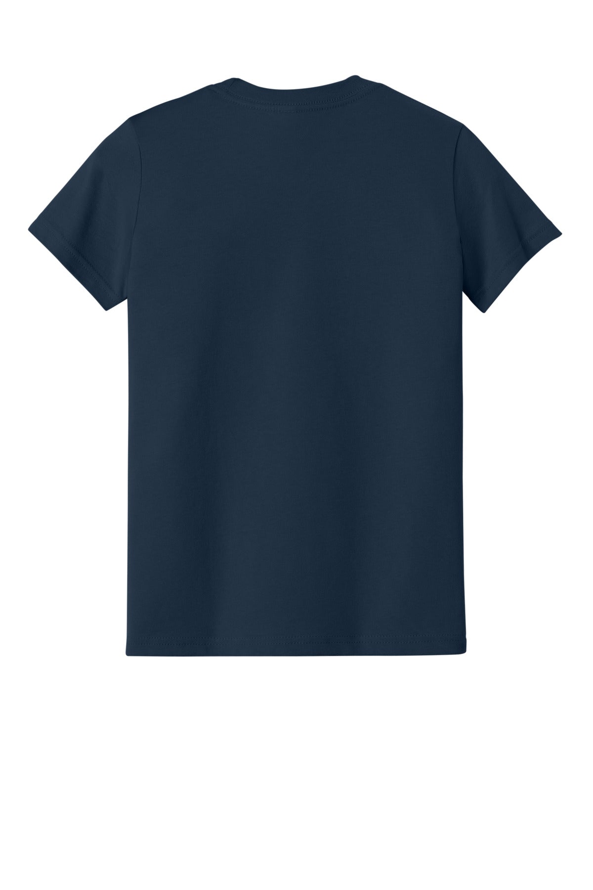 Rear View of Navy BELLA+CANVAS Youth Jersey Short Sleeve Tee. BC3001Y
