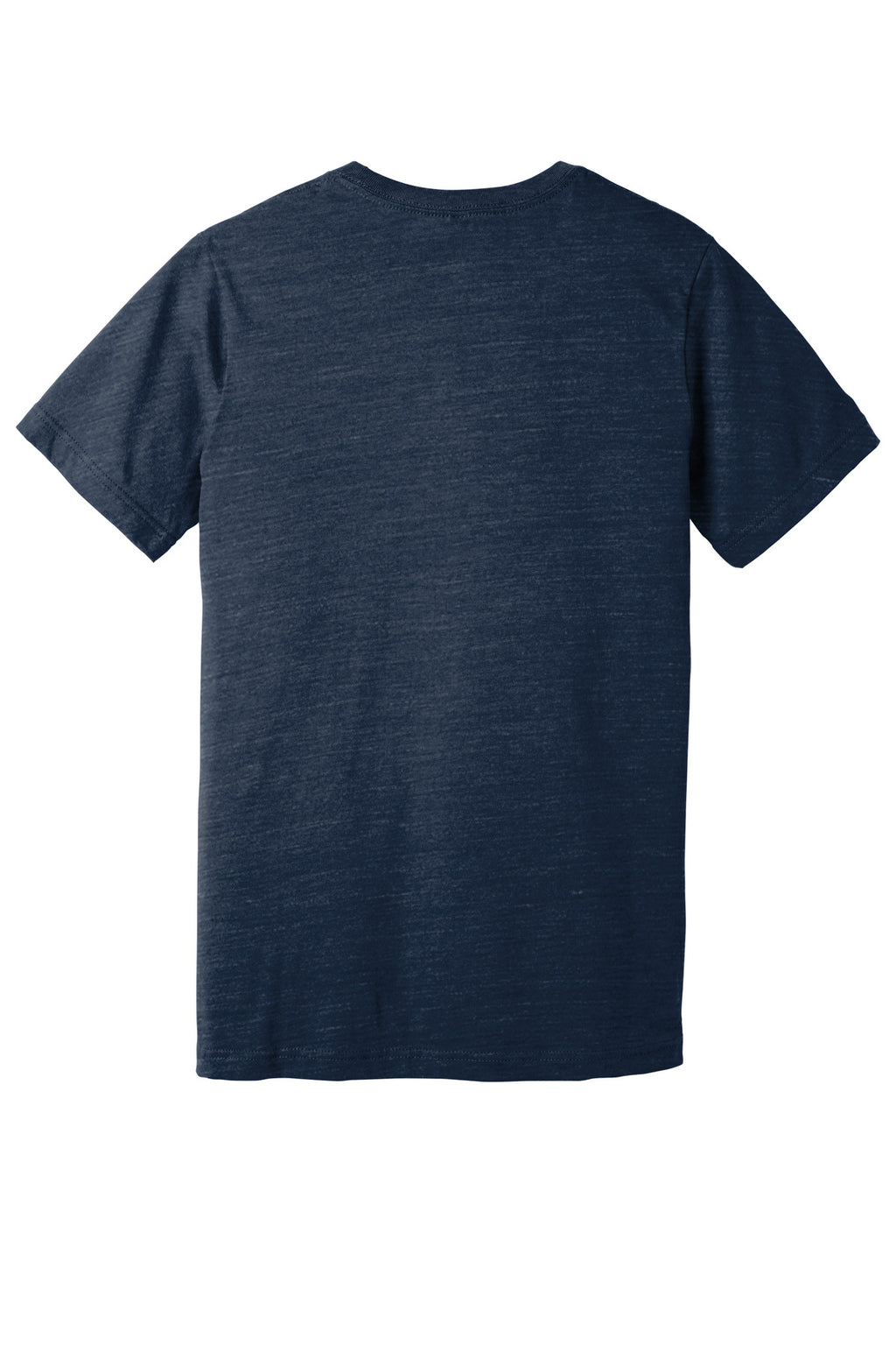 Rear View of Navy Slub BELLA+CANVAS Unisex Jersey Short Sleeve V-Neck Tee. BC3005