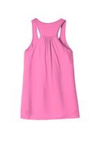 Rear View of Neon Pink BELLA+CANVAS Women's Flowy Racerback Tank. BC8800