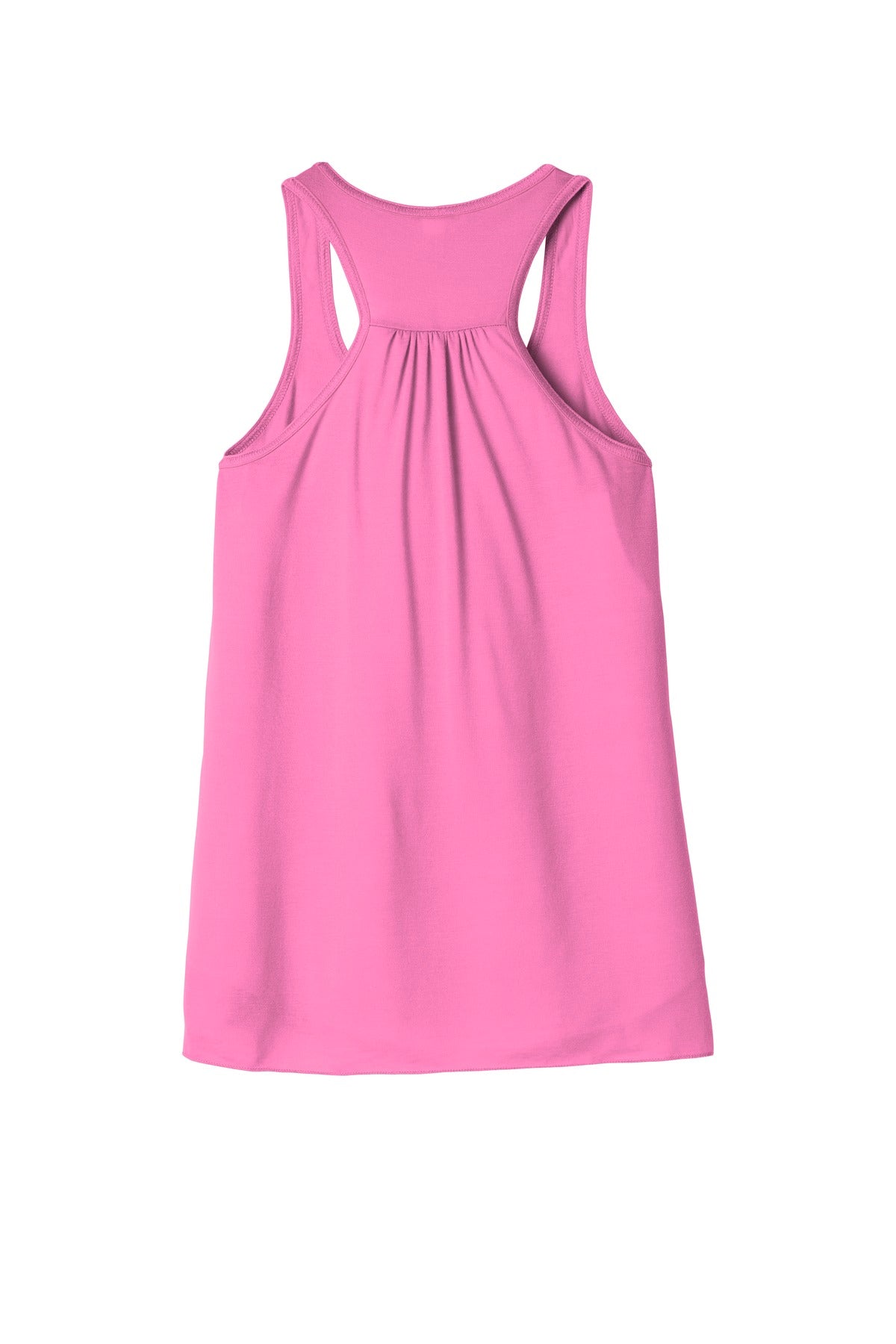 Rear View of Neon Pink BELLA+CANVAS Women's Flowy Racerback Tank. BC8800