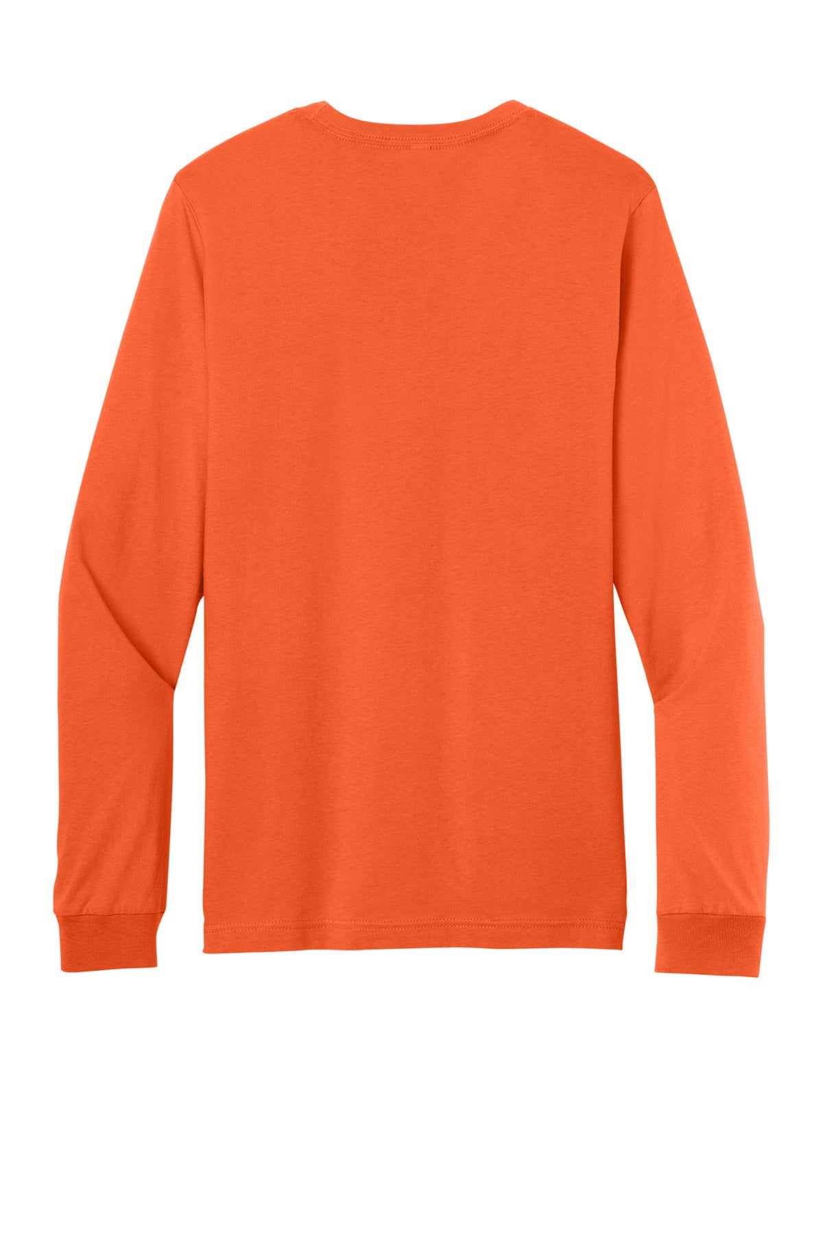 Rear View of Orange BELLA+CANVAS Unisex Jersey Long Sleeve Tee. BC3501