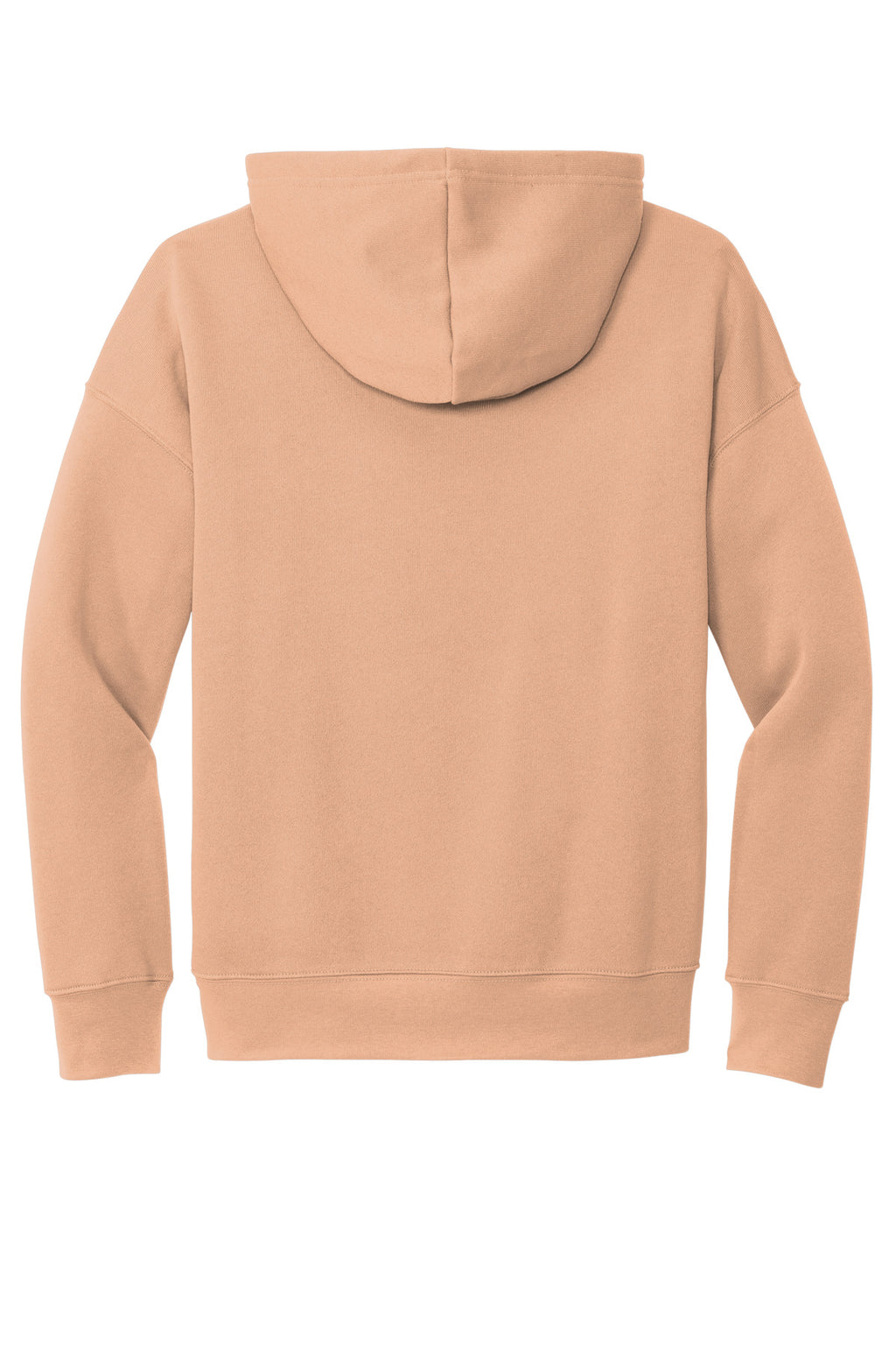 Rear View of Peach BELLA+CANVAS Unisex Sponge Fleece Pullover DTM Hoodie. BC3729