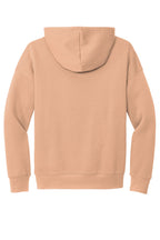 Rear View of Peach BELLA+CANVAS Unisex Sponge Fleece Pullover DTM Hoodie. BC3729