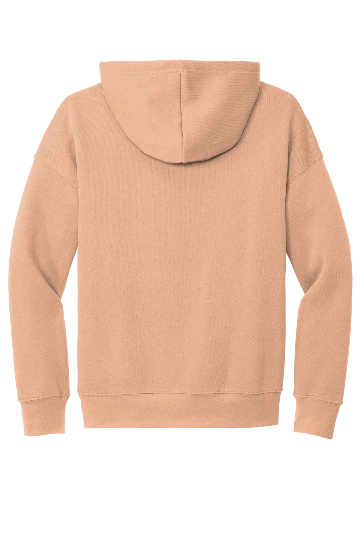 Rear View of Peach BELLA+CANVAS Unisex Sponge Fleece Pullover DTM Hoodie. BC3729