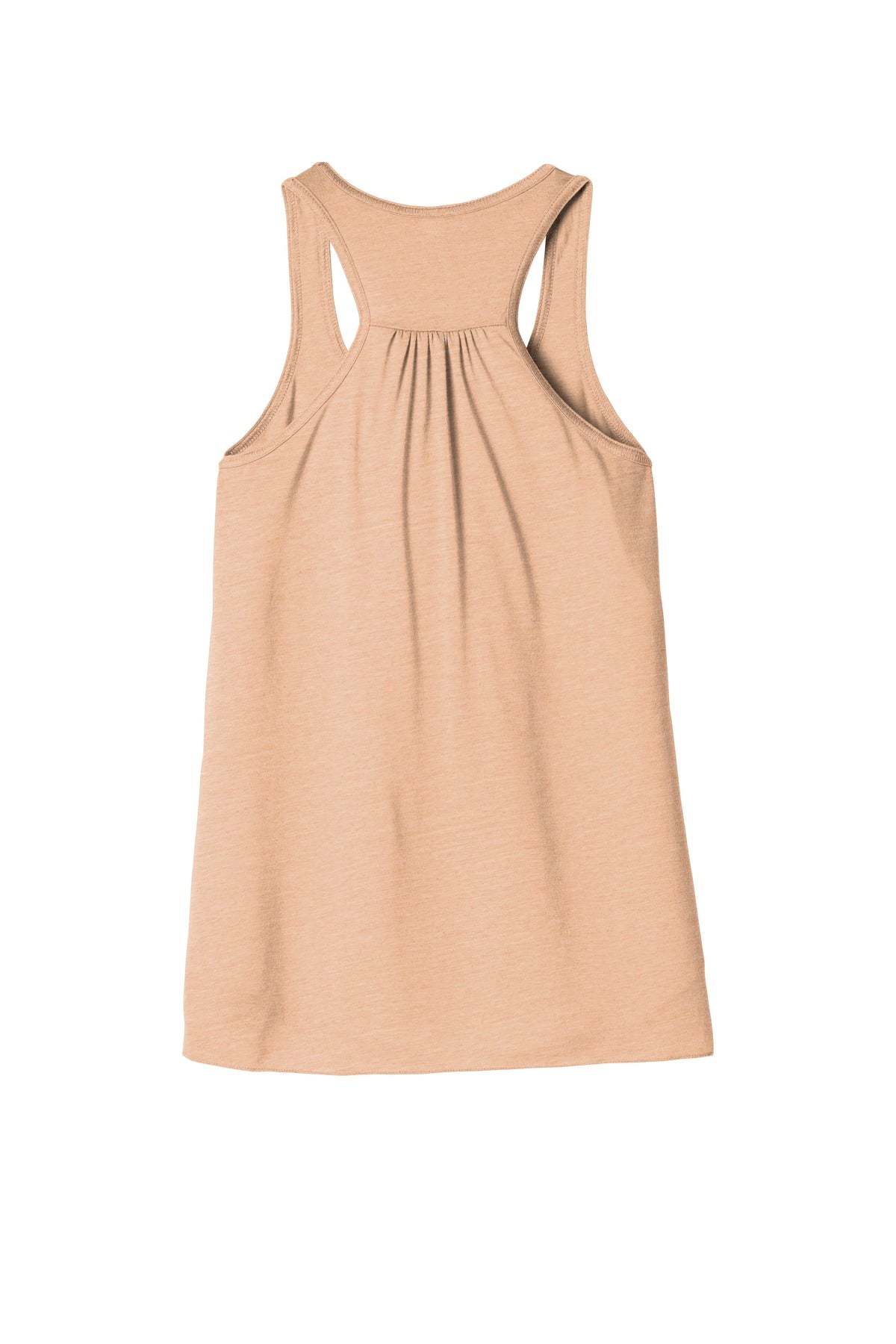 Rear View of Peach Slub BELLA+CANVAS Women's Flowy Racerback Tank. BC8800