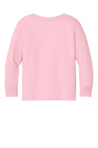 Rear View of Pink BELLA+CANVAS Toddler Jersey Long Sleeve Tee BC3501T
