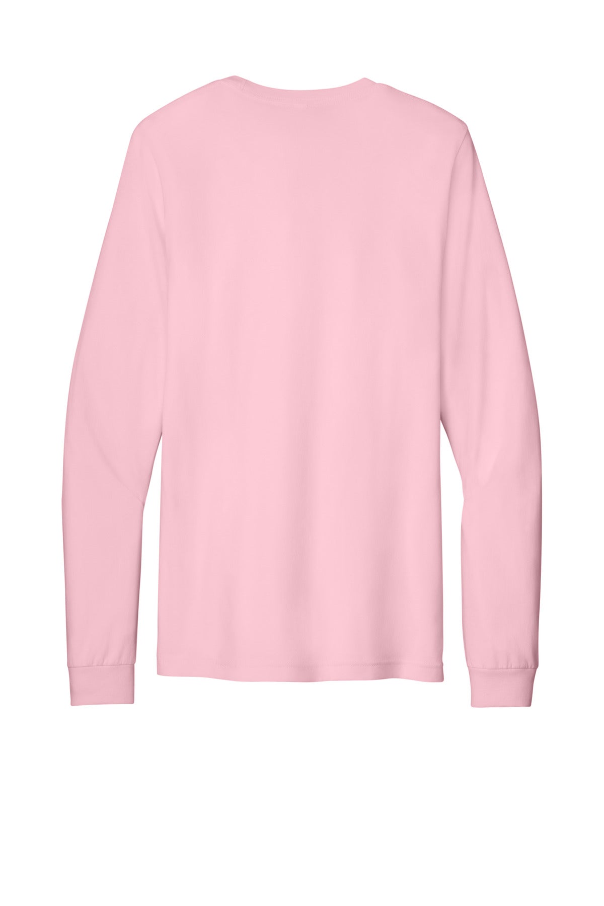 Rear View of Pink BELLA+CANVAS Unisex Jersey Long Sleeve Tee. BC3501