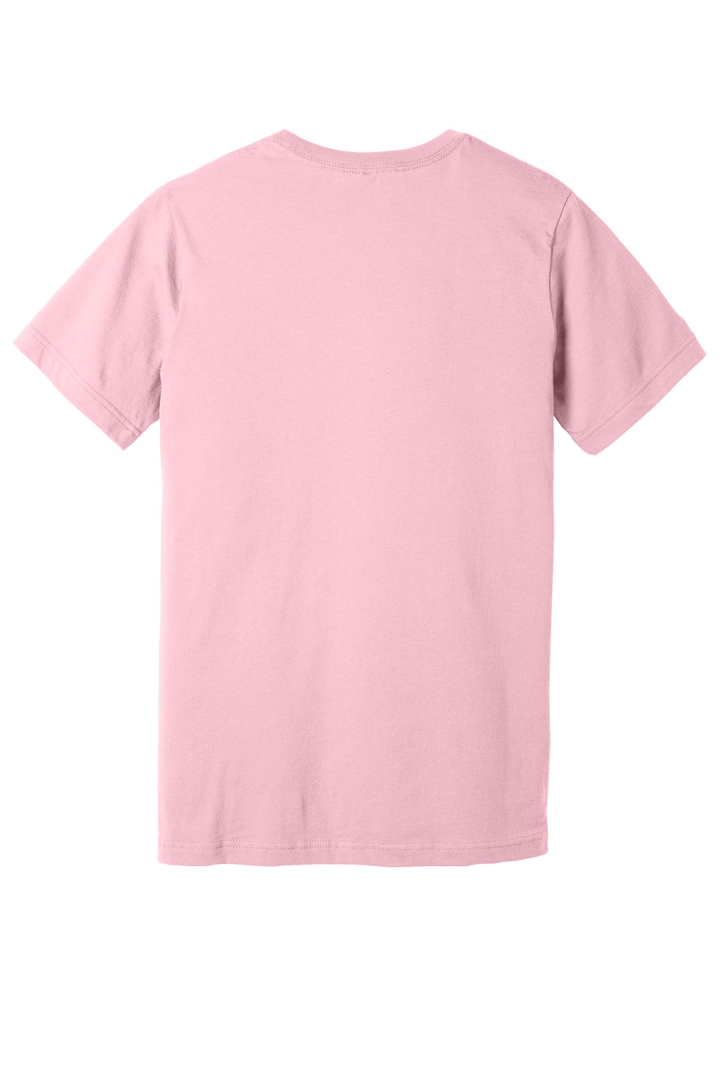 Rear View of Pink BELLA+CANVAS Unisex Jersey Short Sleeve V-Neck Tee. BC3005