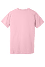 Rear View of Pink BELLA+CANVAS Unisex Jersey Short Sleeve V-Neck Tee. BC3005