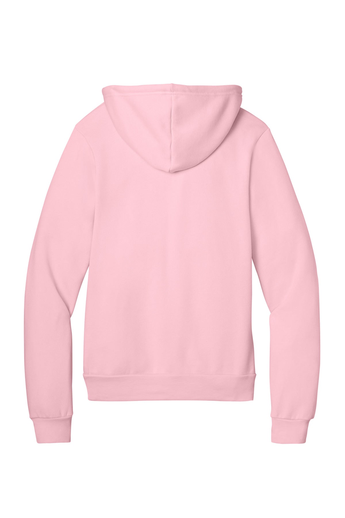Rear View of Pink BELLA+CANVAS Unisex Sponge Fleece Pullover Hoodie. BC3719