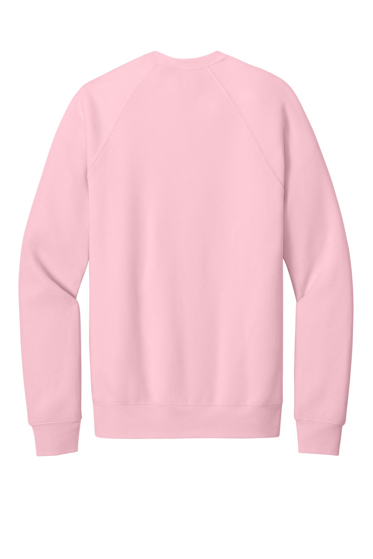 Rear View of Pink BELLA+CANVAS Unisex Sponge Fleece Raglan Sweatshirt. BC3901