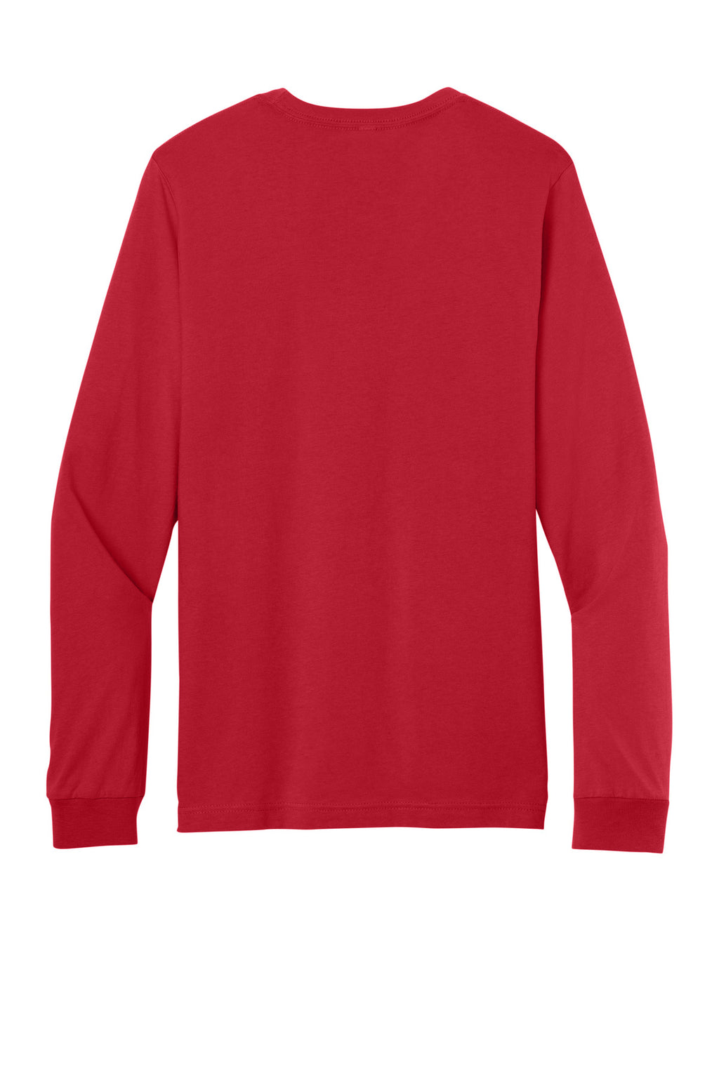 Rear View of Red BELLA+CANVAS Unisex Jersey Long Sleeve Tee. BC3501