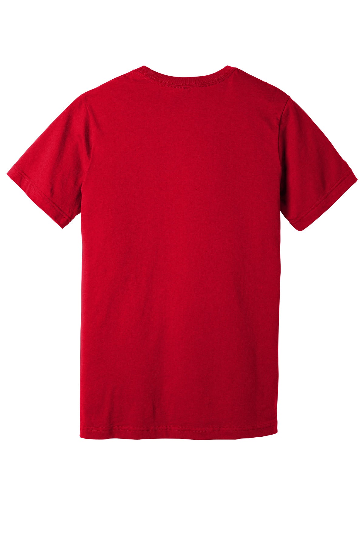 Rear View of Red BELLA+CANVAS Unisex Jersey Short Sleeve V-Neck Tee. BC3005