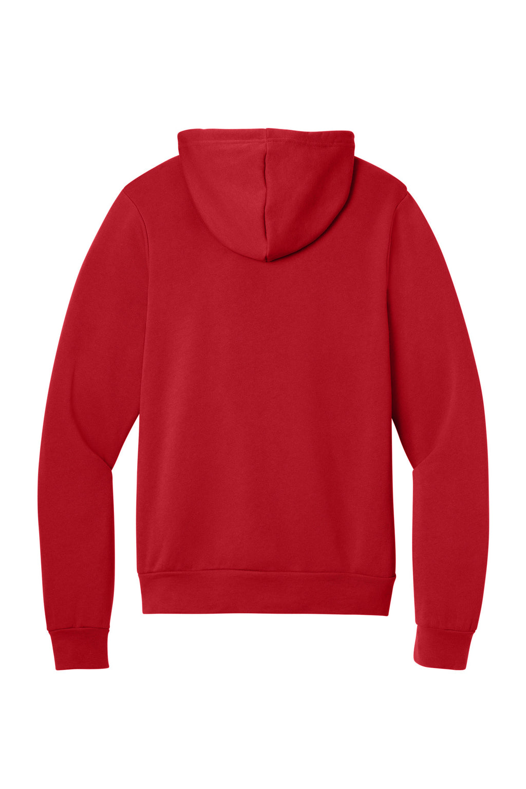 Rear View of Red BELLA+CANVAS Unisex Sponge Fleece Pullover Hoodie. BC3719